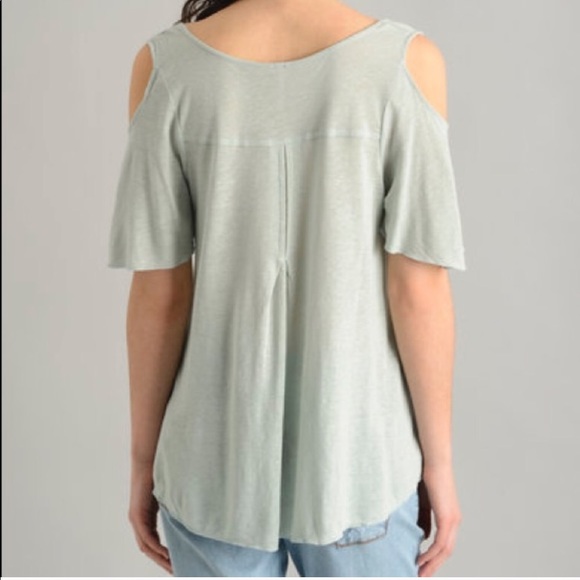Free People Mint Cold Shoulder Bittersweet Tee - Picture 4 of 4